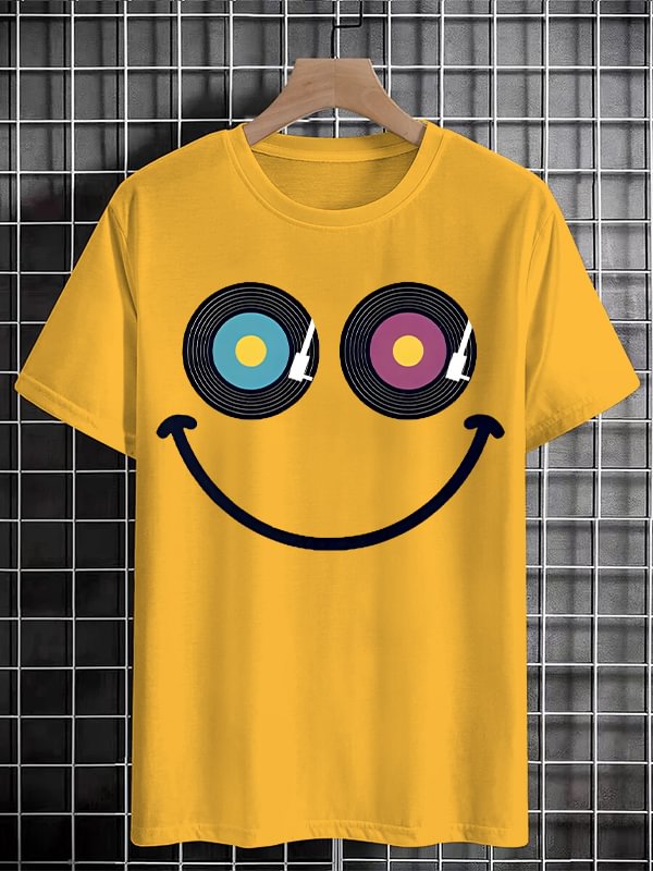 Men's Music Makes Me Laugh Album Art Print Cotton Casual T-Shirt