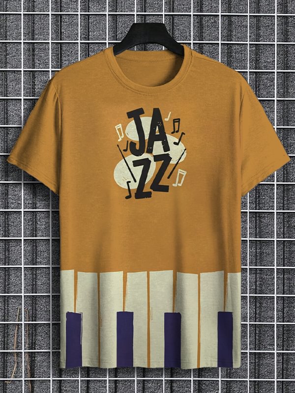 Men's Jazz Piano Key Graphic Print Casual T-Shirt