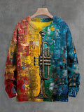Men's Abstract Trumpet Art Print Knit Sweatshirt