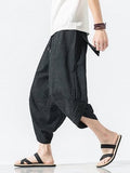 Men's Striped Print Loose Casual Cropped Pants