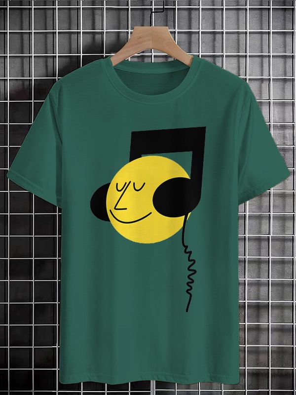 Men's Musical Note Fun Art Print Cotton Casual T-Shirt