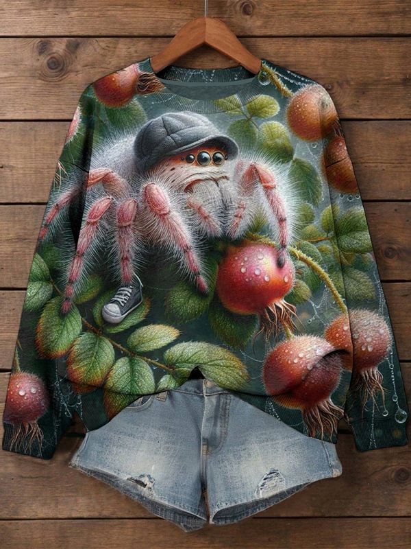 Women's Hippie Spider Art Print Casual Sweatshirt