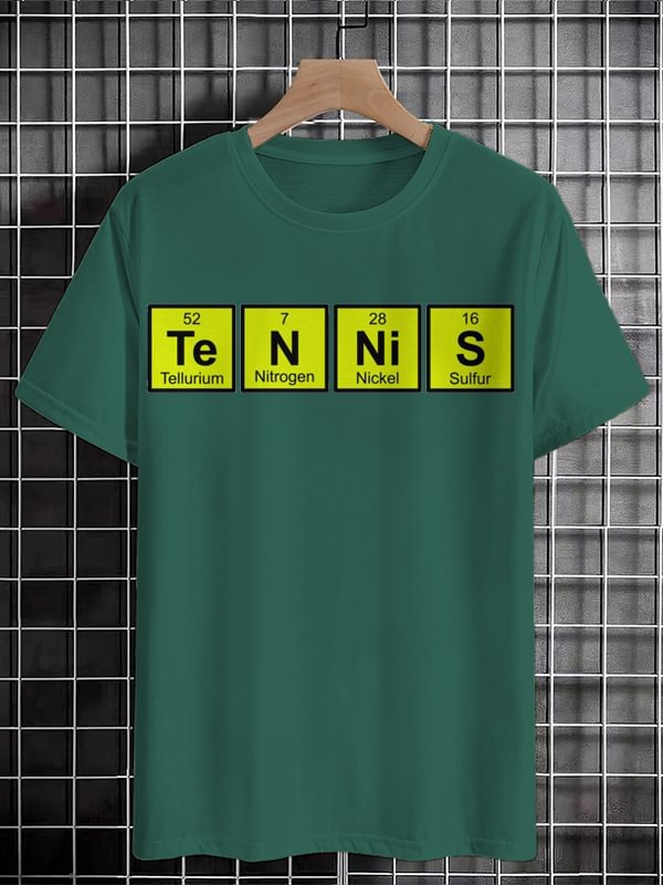 Men's Fun Chemistry And Tennis Graphic Print Cotton Casual T-Shirt