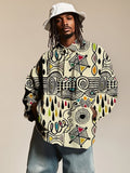 Men's Multicolor Geometric Patterns Art Print Long Sleeve Shirt