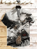 Men's Eagle Warrior Ink Painting Art Print Short Sleeve Casual Shirt