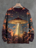 Men's Mysterious UFO Appears Art Print Knit Sweatshirt
