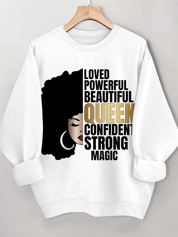 Women's Africa Magic Black Queen Print Cotton Long Sleeve T-Shirt Thin Sweatshirt