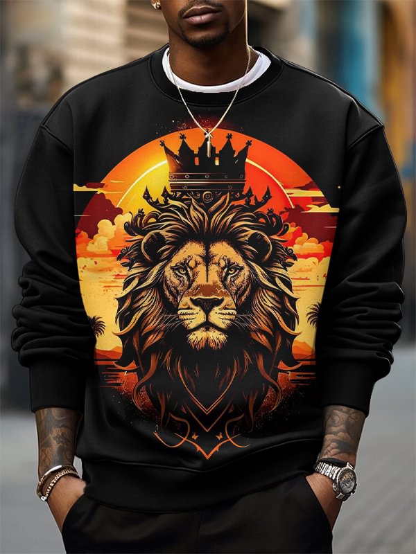 Men's The Lion King With The Crown Print Casual Sweatshirt
