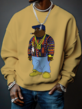 Men's Hip Hop Black Man Smoking Cigar Art Print Casual Sweatshirt