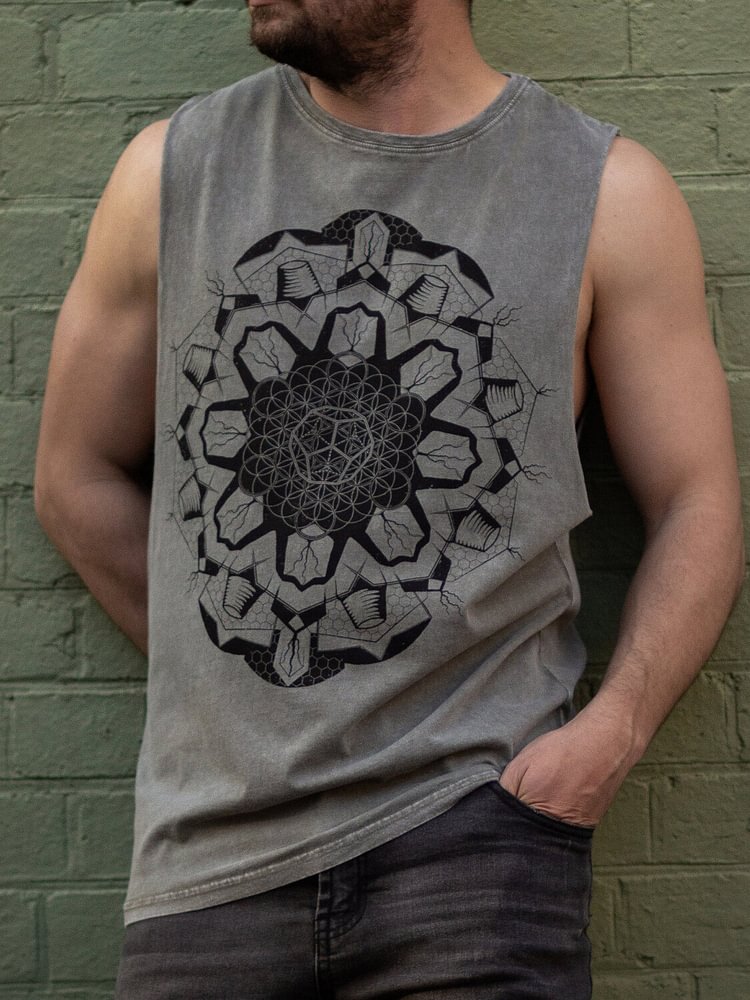 Men's Mysterious Tribal Geometric Patterns Print Tank Top