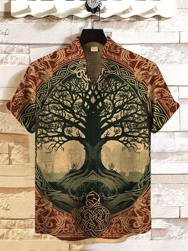 Men's Origin Tree Art Print Casual Shirt