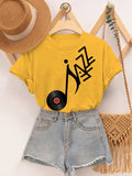 Women's Jazz Records Art Print Cotton Casual T-Shirt