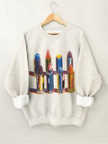 Women's Lipstick Print Casual Sweatshirt
