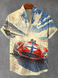 Men's Retro Racing Landscape Watercolor Art Print Shirt