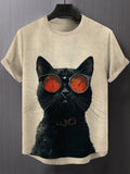 Men's Sunglasses Cool Cat Graphic Print Short Sleeve T-Shirt