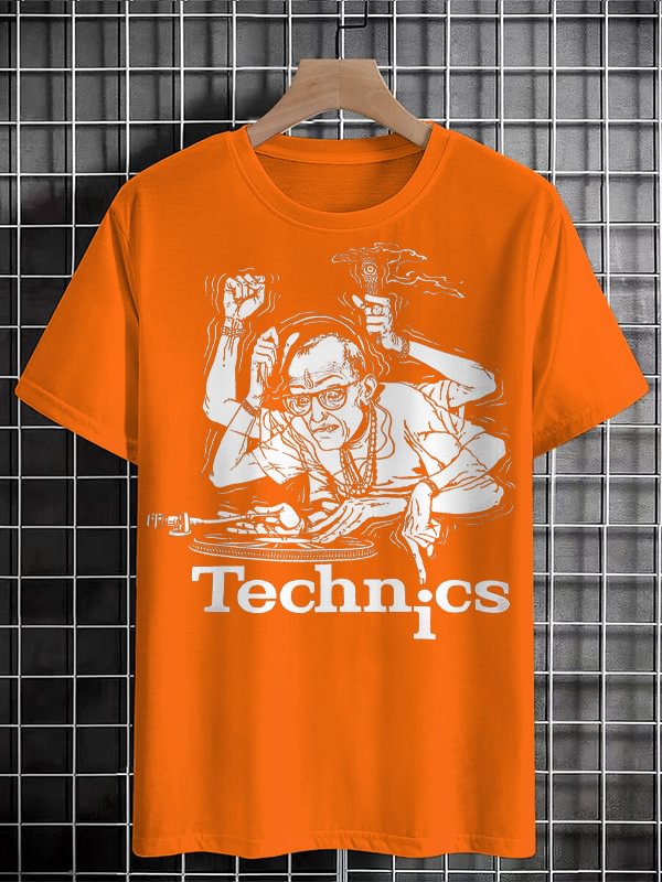 Men's Technics Music DJ Fun Art Print Cotton Casual T-Shirt
