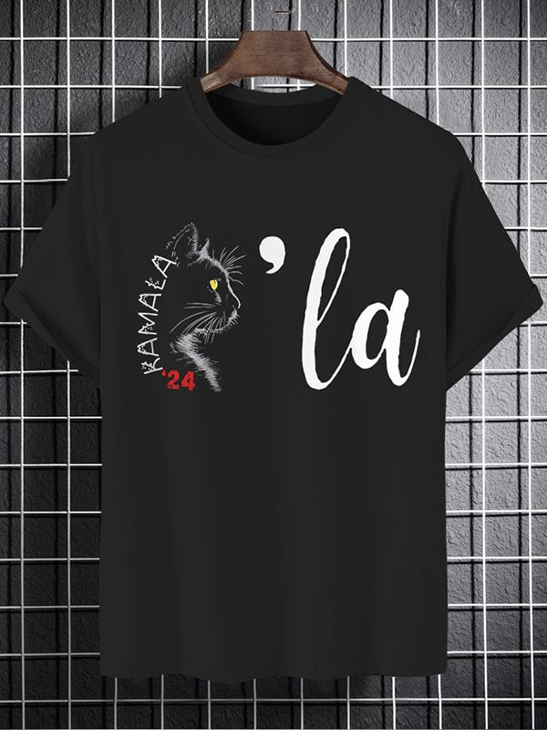 Men's Comma Cat Kamala 2024 Graphic Print T-Shirt