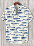 Men's Sardines Graphic Print Casual Short Sleeve Shirt