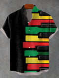 Men's Black Man Proud Jazz Piano Art Linen Blend Shirt