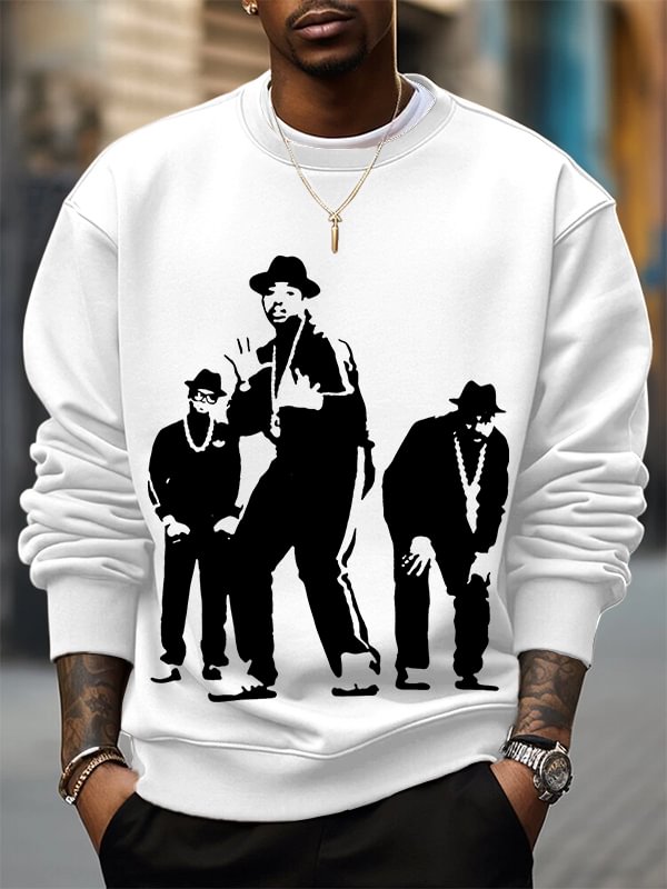 Men's 80s Hip Hop Art Print Cotton Casual Sweatshirt