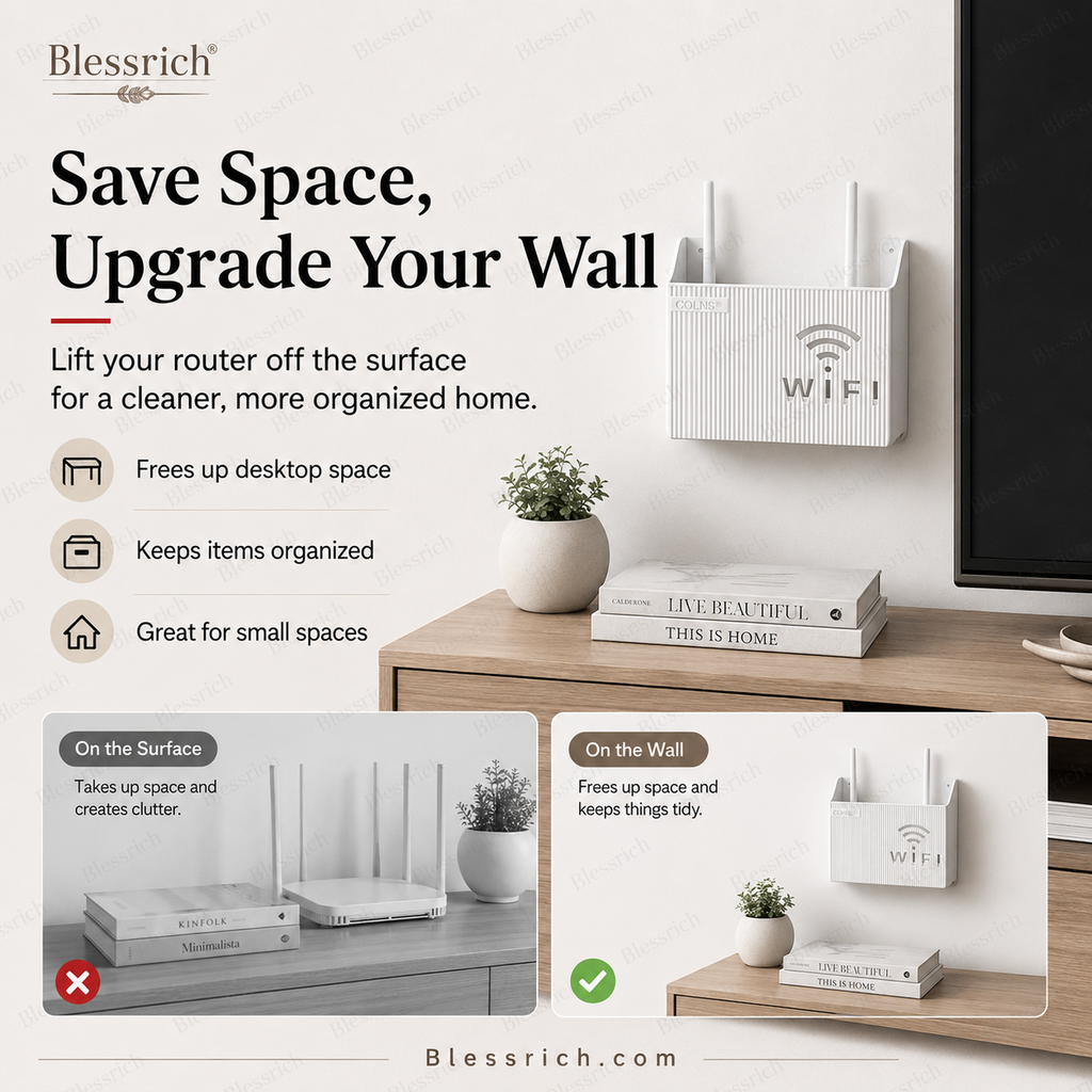 Wall-Mounted WiFi Router Storage Rack