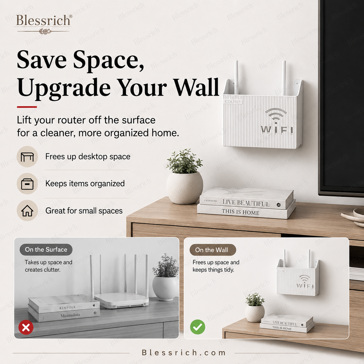 Wall-Mounted WiFi Router Storage Rack