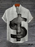 Men's Retro Black Man Dollar Pattern Collage Art Print Casual Shirt