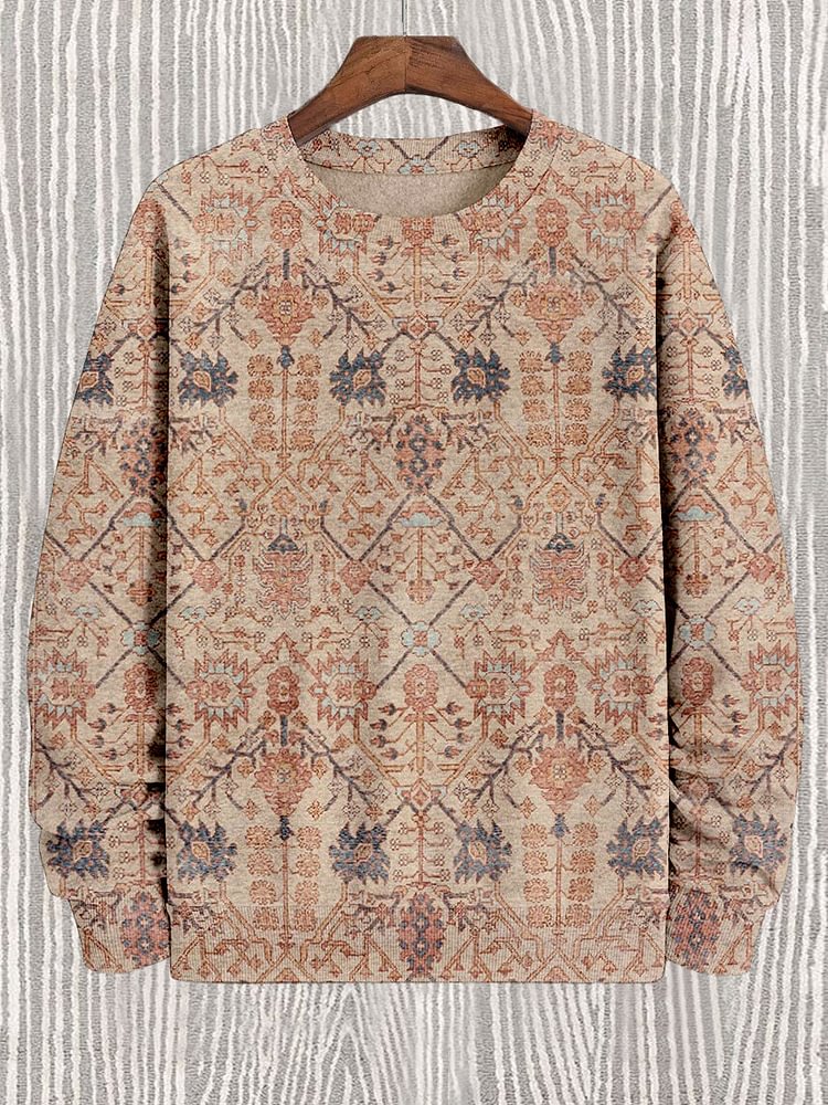 Men's Vintage Ethnic Floral Patterns Print Casual Sweatshirt