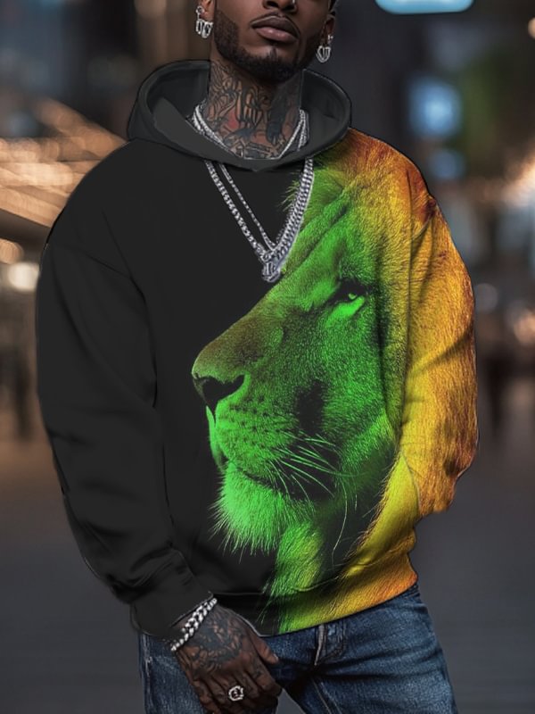 Men's Africa Lion Art Print Casual Hoodie