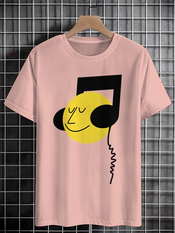 Men's Musical Note Fun Art Print Cotton Casual T-Shirt
