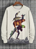 Men's Wild Animals Stacked Art Print Casual Sweatshirt