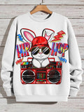 Men's Easter Rabbit Hip Hop Boombox Print Cotton Casual Sweatshirt