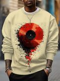 Men's Pixel Style Record Art Print Casual Sweatshirt
