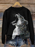Women's Sparkly Diamond Animal Art Print Cozy Sweatshirt
