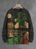 Men's Retro Horror The Monster Car Outdoor Movies Art Print Knit Sweatshirt