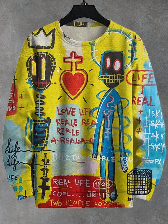 Men's Street Graffiti Fun Art Print Casual Sweatshirt
