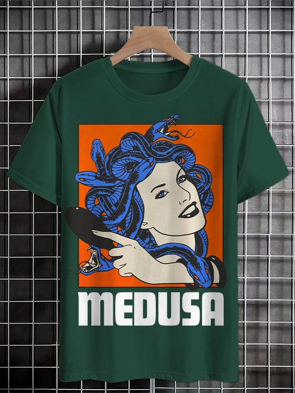 Men's Medusa Illustration Art Print Cotton Casual T-Shirt