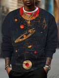 Men's Universe Planets Vinyl Record Art Print Casual Sweatshirt