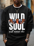 Men's Wild Soul Will Never Die Art Print Cotton Casual Sweatshirt