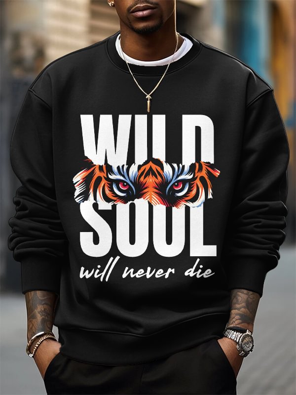 Men's Wild Soul Will Never Die Art Print Cotton Casual Sweatshirt
