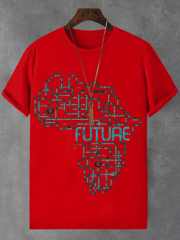 Men's Protecting African Future Map Art Print Cotton Casual T-Shirt
