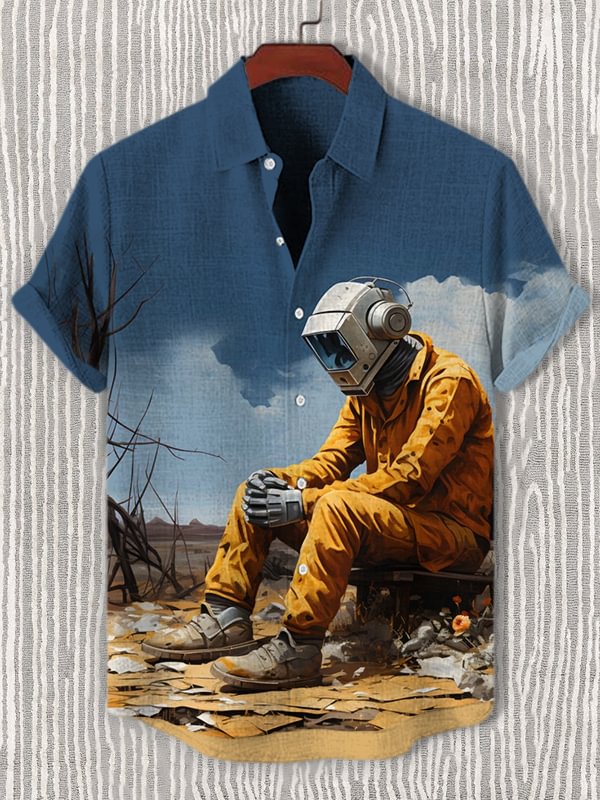Men's Robot Futuristic Art Print Casual Shirt