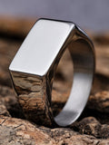 Men's Hip Hop Rectangular Mirror Solid Color Rings
