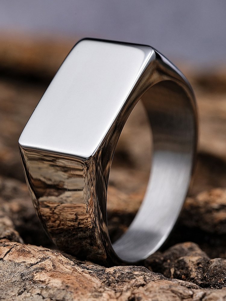 Men's Hip Hop Rectangular Mirror Solid Color Rings