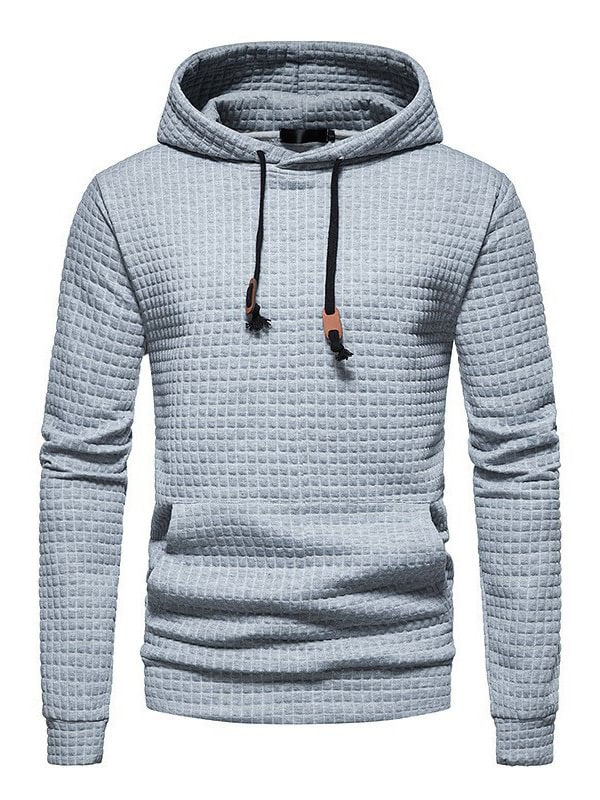 Men's Casual Plain Drawstring Pocket Pullover Hoodie