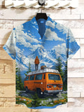 Men's Outdoor Travel Car Print Casual Shirt