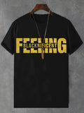 Men's Blacknificent Feeling Print Cotton Casual T-Shirt