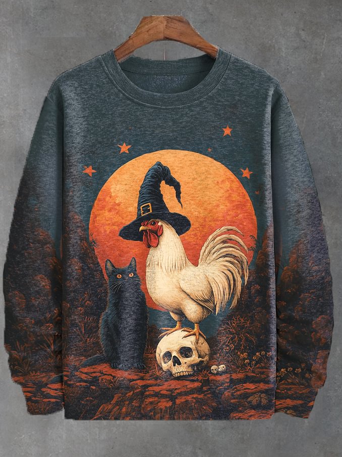 Men's Cock Witch Black Cat Dark Art Print Sweatshirt