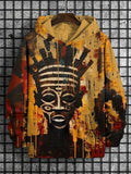 Men's Vintage Black Traditional Tribal Art Print Hooded Sweatshirt