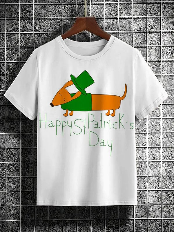Men's Happy St. Patrick's Day Dachshund Dog Print T-Shirt